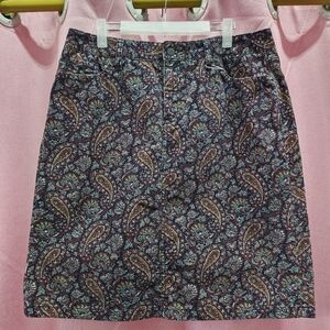 L.L. Bean Paisley Corduroy Skirt Sz Sz 10